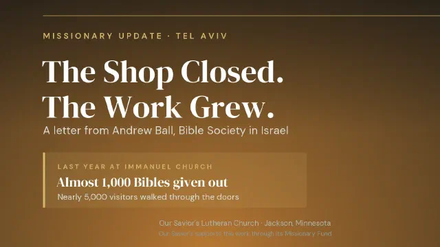 The Shop Closed, the Work Grew: A Letter from Tel Aviv